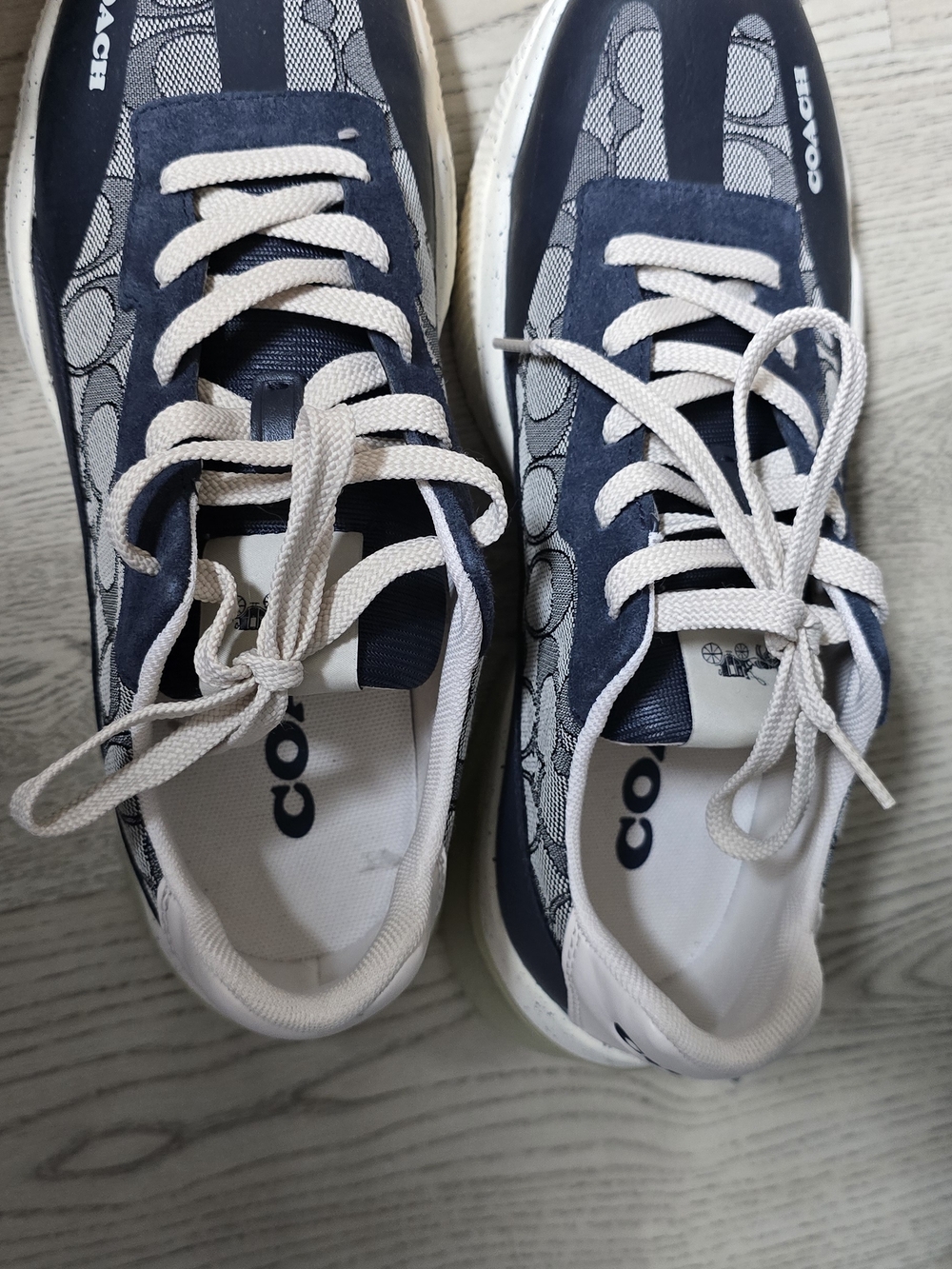 Coach Signature Logo Panel Sneakers in Navy and Cream - Picture 7 of 7